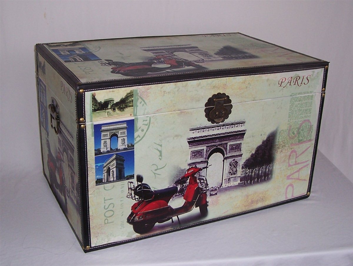 400 Massivholz Box mit Leinenoptik Truhe Schatzkiste Holzkiste Holzbox