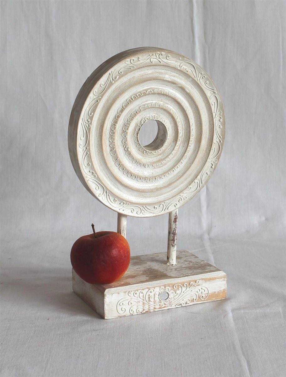 Mandala 022 Holz Shabby Look Deko Feng Shui Mantra Asia weiss rund | eBay