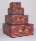 Preview: 439 Massivholz Box 4er Set  mit Leinenoptik Schatzkiste Holzkiste Holzbox