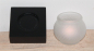 Preview: 12 Teelichtlampe Teelichtleuchte Windlicht Glas matt Holz schwarz Leuchte Lampe