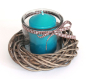 Preview: 001, Windlicht Weidenkranz 16cm 2tlg Kerzenhalter Teelicht Natur Glas 10x10 cm