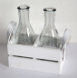Preview: 2'er Set Vase 1 Blume Glas Flasche Holz Kiste Blumen weiß 005 Geschenk