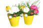 Preview: 003 Pflanzkasten 2er Set gelb Blech Metall Blumentopf Blumenkasten Pflanzkasten 2 Haken Halterung