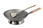 Preview: Wok Set Pfanne 36cm Ø runder Boden + Spatel + Ring Gas Induktionsmulde Carbon Stahl Edelstahl Holzgriff AAF Nommel®