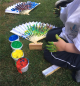 Preview: Fächer weiß Papier 10 Stk + Creall Fingerfarben 4er Set Plakatfarbe Farbe malen 500g