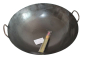 Preview: Wok Pfanne 55 cm Ø (22 Zoll) runder Boden Carbon Stahl 2 Henkel China Gastronomie Gasherd