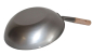 Preview: Wok Set Pfanne 36 + 38cm Ø flacher Boden Gas Elektro Induktion Ceran Carbon Stahl Holzgriff AAF Nommel®