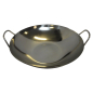 Preview: Wok Pfanne 33 cm Ø Edelstahl Gastronomie flacher Boden Servierschale Topf