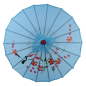 Preview: Sonnenschirm 033b Deko Schirm Ø55 cm Kunstfaser blau Bambus Holz Bali Asia