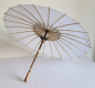 Preview: Sonnenschirm 06 Deko Schirm Ø 84 cm Kunstfaser weiss Bambus Holz Bali Asia