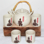 Preview: 101 Teeservice 5 tlg Teeset Teekanne Asia China Krieger beige Kung Fu