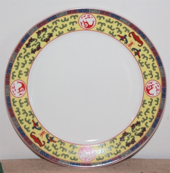 08-26, 1 Stk Teller Peking Geschirr Keramik weiß gelb Ø 23 cm