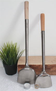 06 Wokwender 2er Set flach Schöpflöffel Pfannenwender Wok Spatel Edelstahl