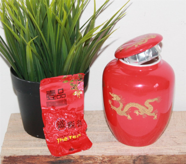 Preview: Tee Dose Behälter Keramik rot Teedose Keramikdose 450 ml