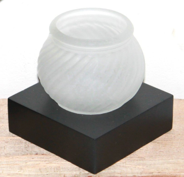 Preview: 12 Teelichtlampe Teelichtleuchte Windlicht Glas matt Holz schwarz Leuchte Lampe