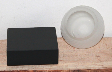12 Teelichtlampe Teelichtleuchte Windlicht Glas matt Holz schwarz Leuchte Lampe