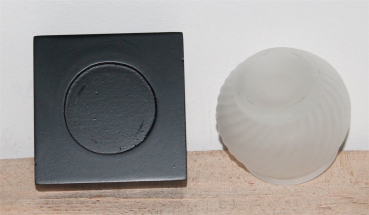 12 Teelichtlampe Teelichtleuchte Windlicht Glas matt Holz schwarz Leuchte Lampe