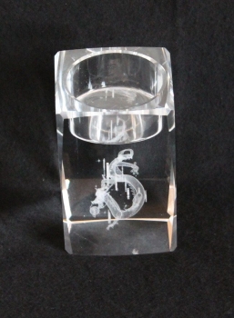 Kristall 04 Glasblock 3D Drache Teelicht Kerze Laser Innengravur Quader Glas