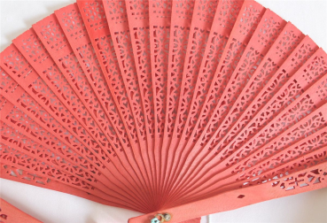 084r, 3 Stk. Fächer Holzfächer Handfächer Sommerfächer Hand Sommer Deko rot