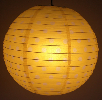 730 Lampion 1 Stk Laterne Papier Lampe gelb weiß gepunktet  rund 40 cm 