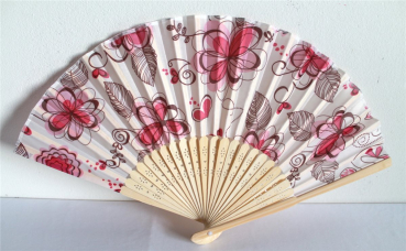 025, 50Stk Fächer Sommerfächer Hand Deko Holzfächer Retro Design Blumen Pastell