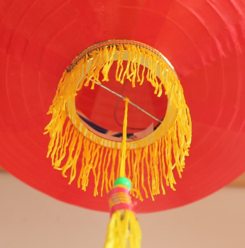 125, Lampion Nylon Stoff rot rund ca.25 cm Ø China Lampe Laterne Lichterkette