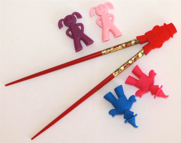 Preview: 055, 1 Stk Chopsticks Stäbchen Essstäbchen Helfer Lernhilfe Gummi