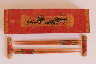 Preview: 004 Chopsticks 2 Paar Stäbchen Essstäbchen Holz Ablagebank Geisha Bänkchen