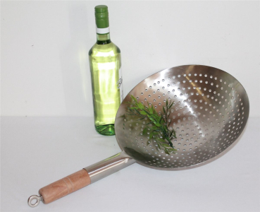 Preview: 030 Wok Sieb Ø 30cm Metallsieb Einsatz Abtropfsieb Seiher Durchschlag Rundsieb hängen