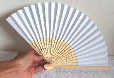 441, 10 Stk Fächer Holzfächer Hand Sommerfächer weiss Nylon Stoff Hochzeitsfächer