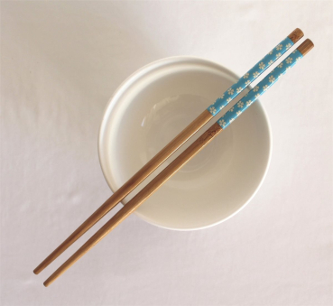 482 Chopsticks 5 Paar Stäbchen Essstäbchen Bambus Holz blau  wiederverwendbar