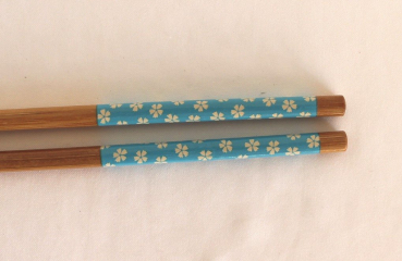482 Chopsticks 5 Paar Stäbchen Essstäbchen Bambus Holz blau  wiederverwendbar