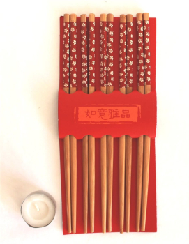 Preview: 483 Chopsticks 5 Paar Stäbchen Bambus Essstäbchen Holz rot wiederverwendbar
