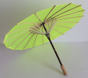 Preview: Sonnenschirm 099 Deko Schirm Ø 55 cm Kunstfaser neongelb Bambus Holz Bali Asia