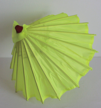 Preview: Sonnenschirm 099 Deko Schirm Ø 55 cm Kunstfaser neongelb Bambus Holz Bali Asia