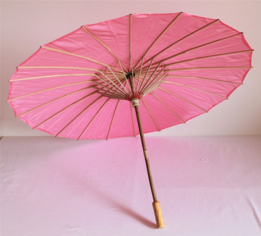 Preview: Sonnenschirm 104 Deko Schirm Ø 84 cm Kunstfaser pink Bambus Holz Bali Asia
