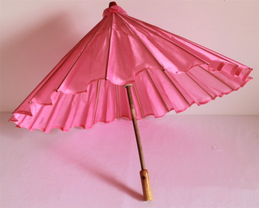 Preview: Sonnenschirm 104 Deko Schirm Ø 84 cm Kunstfaser pink Bambus Holz Bali Asia