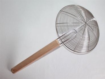 Preview: 030 Metallsieb Holzgriff Ø 30cm Wok Sieb Abtropfsieb Seiher Durchschlag Rundsieb Öl Löffel