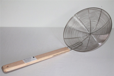 Preview: 030 Metallsieb Holzgriff Ø 30cm Wok Sieb Abtropfsieb Seiher Durchschlag Rundsieb Öl Löffel