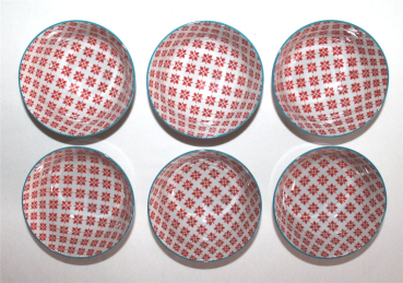 Preview: 253r, 6 Stk Japan Reisschale Suppe Tee Tasse Matcha Schale Pepita Retro rot