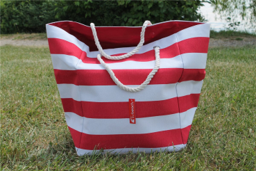 Preview: XXL Strandtasche Badetasche Shoppingtasche gestreift Kordel Maritim Beach Bag