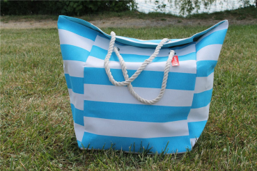 Preview: XXL Strandtasche Badetasche Shoppingtasche gestreift Kordel Maritim Beach Bag