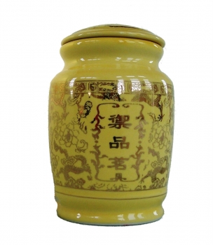 Tee Dose Behälter Keramik gelb Teedose Gummidichtung asiatisch Box