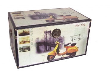 401 Massivholz Box mit Leinenoptik Truhe Schatzkiste Holzkiste Holzbox 60x37x34