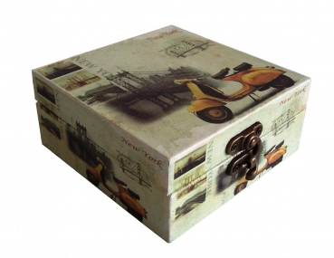 405 Massivholz Box mit Leinenoptik Schatzkiste Holzkiste Holzbox 12x12x5