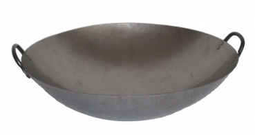 Wok Pfanne 45 cm Ø (18 Zoll) runder Boden Carbon Stahl 2 Henkel China Gastronomie Gasherd