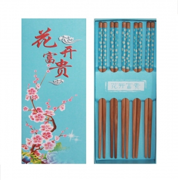 482 Chopsticks 5 Paar Stäbchen Essstäbchen Bambus Holz blau  wiederverwendbar
