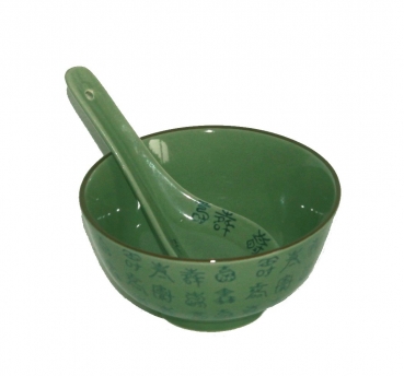 039 Reis Tee Allzweck Sushi Nudel Schale 1 Stk Löffel Celadon grün Keramik
