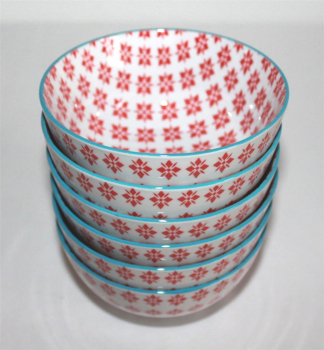 Preview: 253r-1, 1 Stk Japan Reis Suppe Tee Tasse Matcha Schale Pepita Retro rot