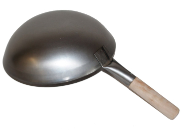 Wok Set Pfanne 38cm Ø runder Boden + Kelle + Spatel Gas Induktionsmulde Carbon Stahl  Edelstahl Holzgriff AAF Nommel®